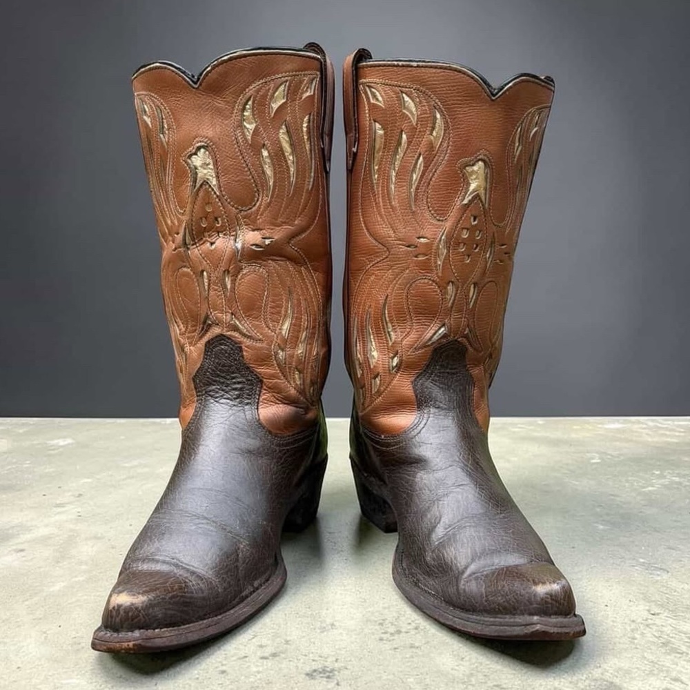 1960s • Acme Thunderbird Inlay • Women’s 10 M Vintage Cowboy Cowgirl Boots